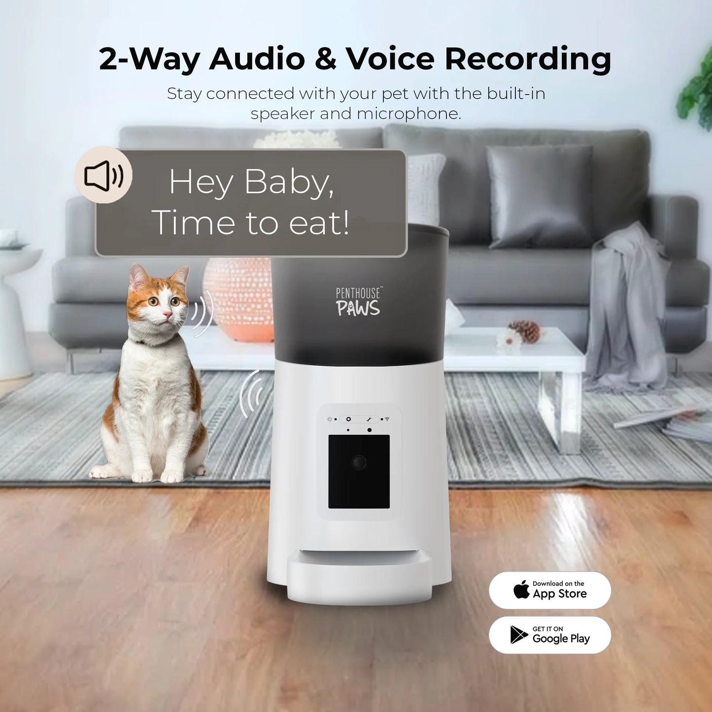 Smart HD Feeder, Automatic 6L Food Dispenser for Cat & Dog, 1080P, 2-Way Audio, Backup Power, 15 Meals/Day, White