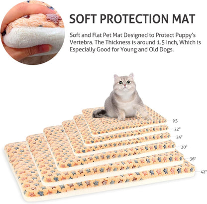 Dog Crate Pad - Ultra Soft Pet Bed with Cute Star Print, Washable Mat for Large Medium Small Dogs, Reversible Fleece Kennel Liner, Cat Bed 23 X 18 Inch Brown