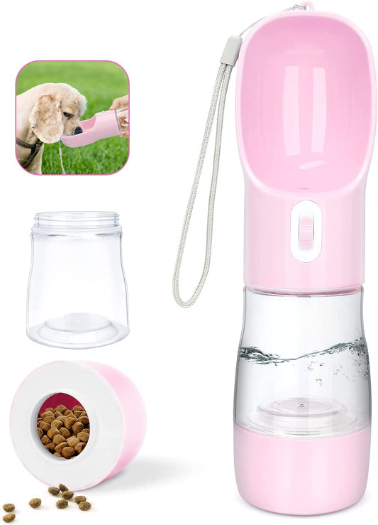 Dog Water Bottle Portable Pet Water Bottle Leak Proof Dog Water Dispenser and Food, Lightweight Dog Travel Water Bottle Bowl for Walking and Trave