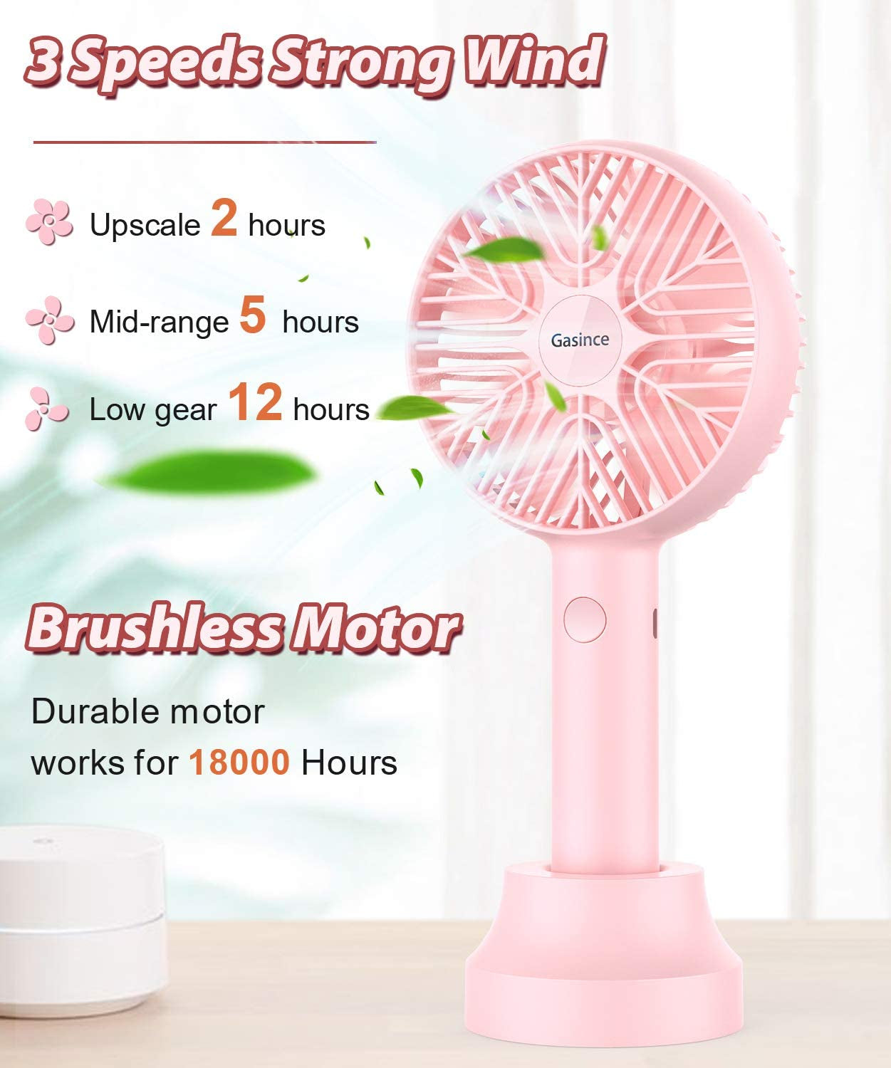 Handheld Fan Mini Fan,Small Personal Portable Fan, USB Desk Fan,Rechargeable Eyelash Fan for Makeup,8-13Hours Operated Small Makeup Eyelash Fan for Women Girls Outdoor and Indoor (Pink)